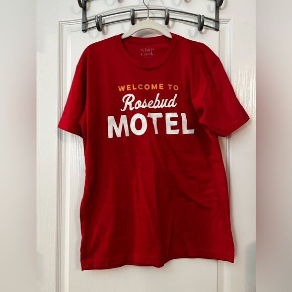 Schitt's Creek Welcome To Rosebud Motel Graphic Print T-Shirt Red Size Large - Picture 1 of 9